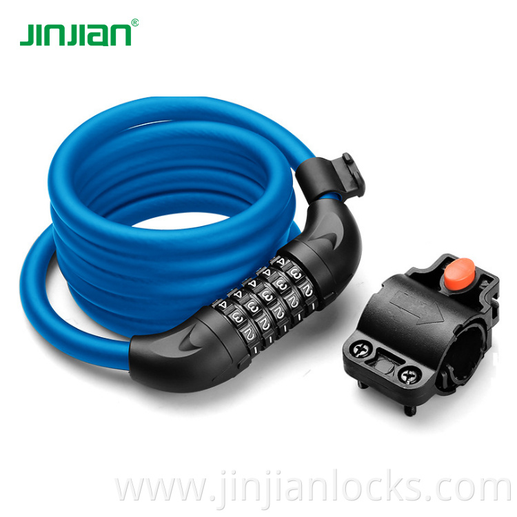 Bike Lock 5 Digit Resettable Anti-theft high security steel cable lock for bicycle and motorcycle combination lock